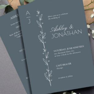 Moderne Botanische Divider Wedding Blauw Alles-in- Kaart