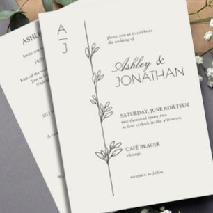 Moderne Botanische Divider Wedding Bone All-in-One Kaart