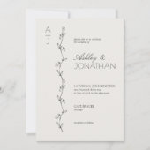 Moderne Botanische Divider Wedding Bone Foto Kaart (Voorkant)