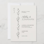 Moderne Botanische Divider Wedding Bone Foto Kaart (Voorkant)