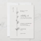 Moderne Botanische Divider Wedding Bone Foto Kaart (Voorkant)