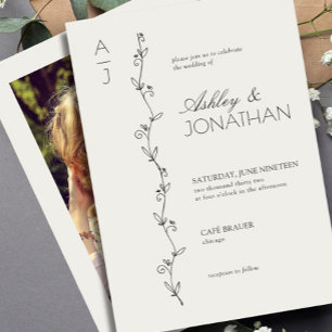 Moderne Botanische Divider Wedding Bone Foto Kaart
