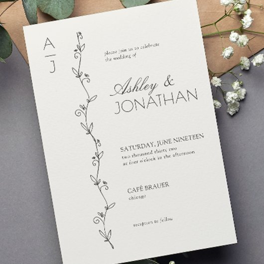 Moderne Botanische Divider Wedding Bone Kaart