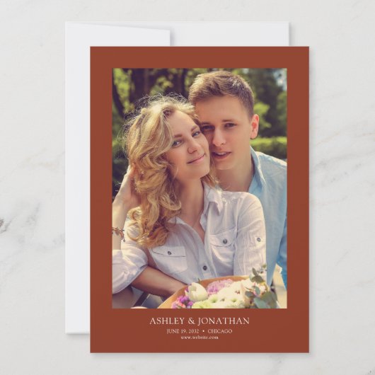 Moderne Botanische Divider Wedding Redwood Foto Kaart (Achterkant)