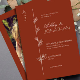 Moderne Botanische Divider Wedding Redwood Foto Kaart