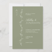Moderne Botanische Divider Wedding Sage All-in-One Kaart (Voorkant)