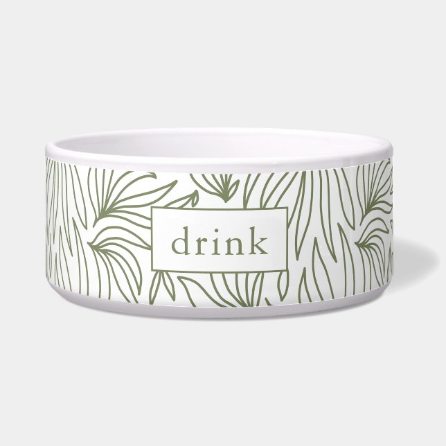 Moderne botanische Drink Dog Bowl Voerbakje (Voorkant)