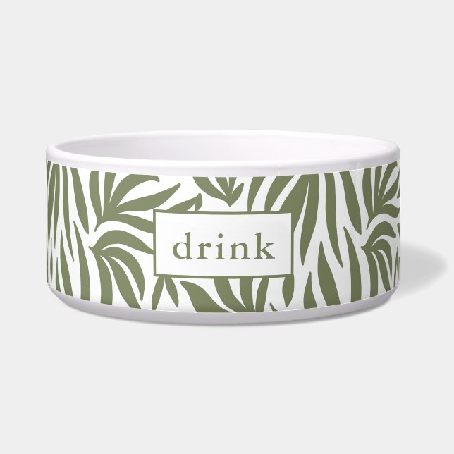 Moderne botanische Drink Dog Bowl Voerbakje (Voorkant)
