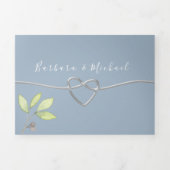 Moderne Botanische Dusty Blue Wedding Drieluik Uitnodiging (Cover)