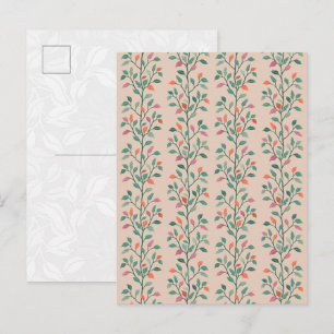 Moderne botanische elegante bladpatroon op blos briefkaart