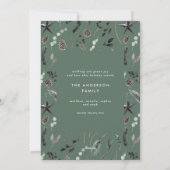 Moderne botanische elegante groene witte stijlvoll feestdagenkaart (Achterkant)