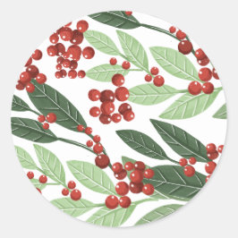 Moderne Botanische Elegantie Kerstmis Ronde Sticker