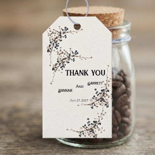 Moderne Botanische Elegantie Trouw  Cadeaulabel