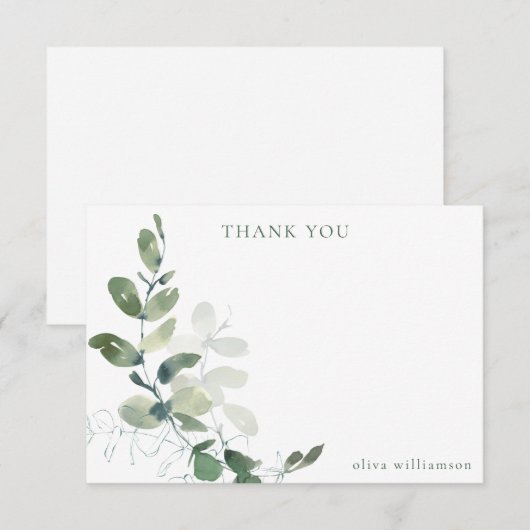 Moderne botanische Eucalyptus Aangepast Vrijgezell Bedankkaart (Voorkant / Achterkant)