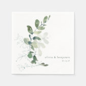 Moderne botanische Eucalyptus aangepaste bruiloft  Servet (Voorkant)
