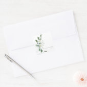 Moderne botanische Eucalyptus aangepaste bruiloft  Vierkante Sticker (Envelop)