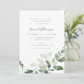 Moderne botanische Eucalyptus Boho Baby shower Kaart (Staand voorkant)
