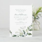 Moderne botanische eucalyptus Boho Bridal Brunch Kaart (Staand voorkant)