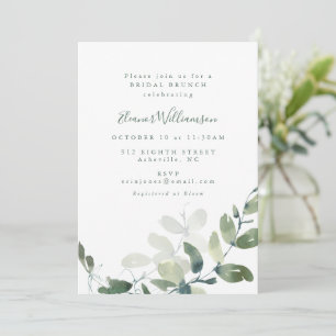 Moderne botanische eucalyptus Boho Bridal Brunch Kaart