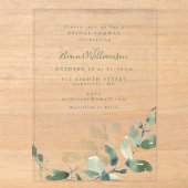 Moderne Botanische Eucalyptus Boho Bruidsdouche Acryl Uitnodigingen (Voorkant)