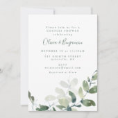 Moderne Botanische Eucalyptus Boho Koppels Bruilof Kaart (Voorkant)
