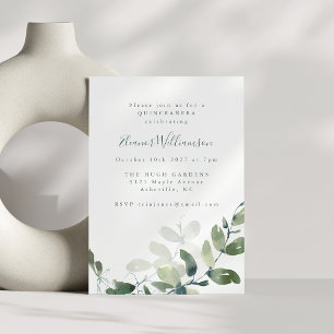 Moderne Botanische Eucalyptus Boho QUINCEAÑERA Kaart