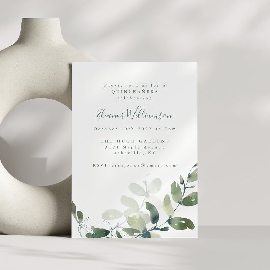 Moderne Botanische Eucalyptus Boho QUINCEAÑERA Kaart