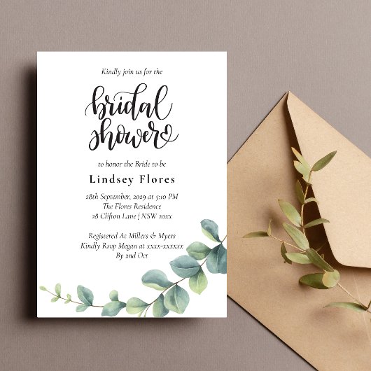 Moderne botanische Eucalyptus Boho Vrijgezellenfee Kaart