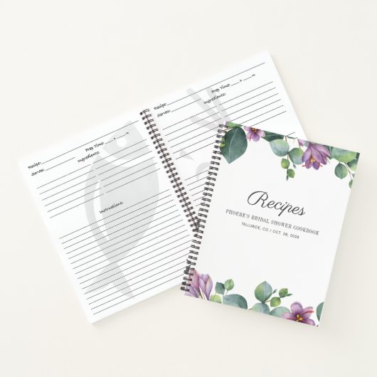 Moderne botanische eucalyptus bruiloft feest recep notitieboek (Binnen)