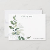 Moderne botanische eucalyptus douche bruidspaar bedankkaart (Voorkant)