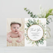 Moderne botanische Eucalyptus Greenery 1e verjaard Bedankkaart (Staand voorkant)