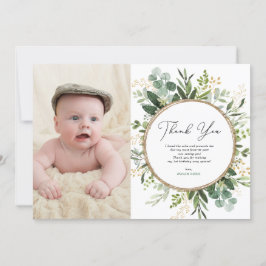 Moderne botanische Eucalyptus Greenery 1e verjaard Bedankkaart