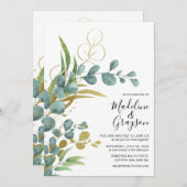 Moderne botanische Eucalyptus Greenery Wedding Kaart (Voorkant / Achterkant)
