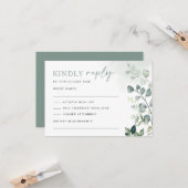 Moderne botanische Eucalyptus Greenery Wedding RSV Kaart (Voorkant / Achterkant in situ)