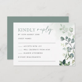 Moderne botanische Eucalyptus Greenery Wedding RSV Kaart