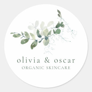 Moderne botanische eucalyptus minimalistische zake ronde sticker