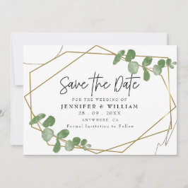 Moderne botanische eucalyptus Save the Date Kaart