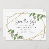 Moderne botanische eucalyptus Save the Date Kaart (Voorkant / Achterkant)