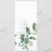 Moderne Botanische Eucalyptus Weddenschap Aangepas Menu (Achterkant)