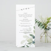Moderne Botanische Eucalyptus Weddenschap Aangepas Menu (Staand voorkant)