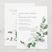 Moderne botanische eucalyptus Weddenschap RSVP onl Kaart (Voorkant / Achterkant)