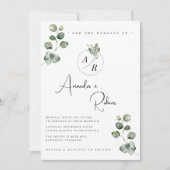 Moderne botanische eucalyptusbruiloft kaart (Voorkant)