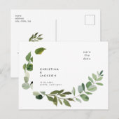Moderne botanische eucalyptusbruiloft sparen de da briefkaart (Voorkant / Achterkant)