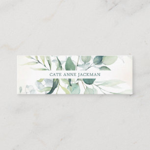 Moderne botanische eucalyptusgroen eleganter mini visitekaartje