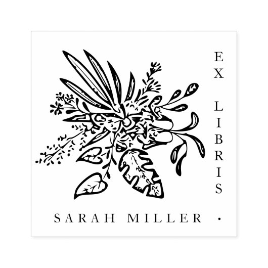 Moderne botanische Ex Libris Aangepaste Naam Boek Rubberstempel (Afrduk)