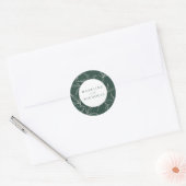 Moderne botanische flora donkergroen en roomhuweli ronde sticker (Envelop)