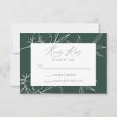 Moderne botanische flora donkergroen en roomhuweli RSVP kaartje (Voorkant)