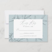 Moderne botanische Floral Blue & Slate Navy Weddin RSVP Kaartje (Voorkant)