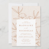 Moderne botanische Floral Cream & Terracotta Weddi Kaart (Voorkant)