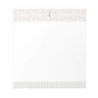 Moderne botanische Floral monogrammed Elegant Note Notitieblok